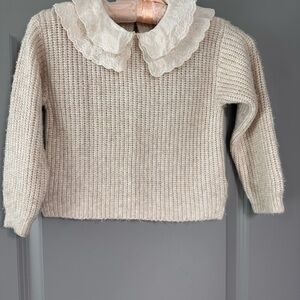 Zara Cream Sweater with Lace Collar